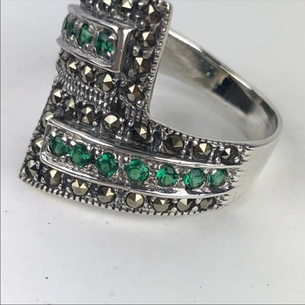 STERLING AND CZs AND MARCASITE RING - Picture 4 of 6
